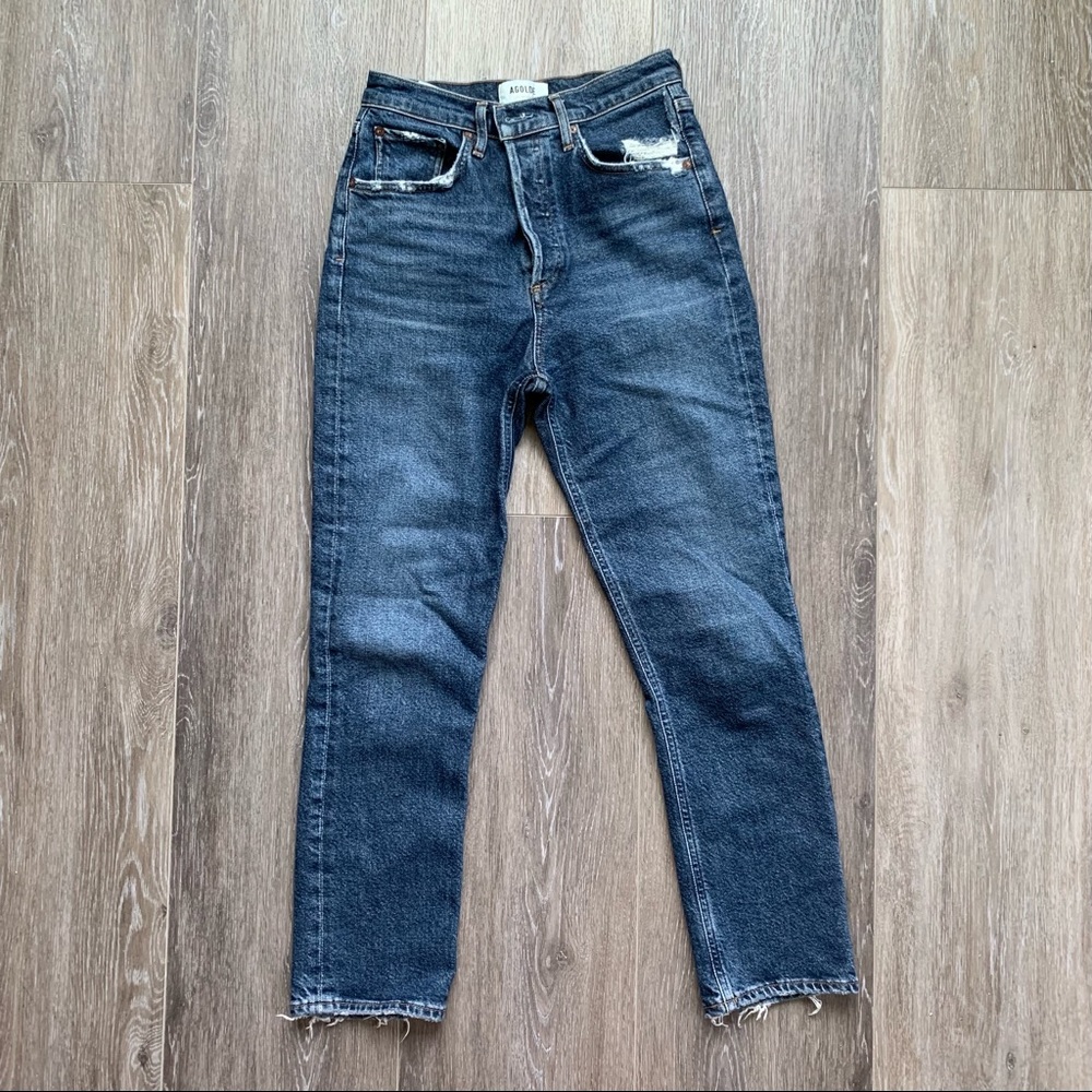 AGOLDE Riley High Waist Straight Leg Crop Jeans in Pastime